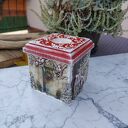 Świąteczne ręcznie zdobione pudełko ze świecznikiem tealight