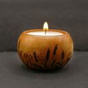 Zestaw 5 drewnianych świeczników na tealight z ręczną pirografią natury