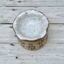 Kominek zapachowy ceramiczny z margerytkami - tea-light i miseczka