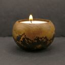Zestaw 5 drewnianych świeczników na tealight z ręczną pirografią natury