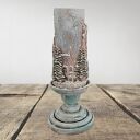 Świecznik z zimowymi kamieniczkami na tealight - dekoracja stołu 25 cm