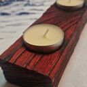 Świecznik drewniany z głęboką czerwienią, Shou Sugi Ban, Franca No. 33