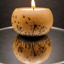 Drewniany świecznik z dmuchawcami do tealight - ręcznie wypalany