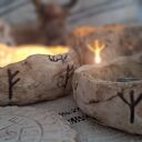 Ceramiczna misa rytualna - kadzielnica z runą Algiz