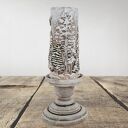 Świecznik z zimowym lasem i sowami