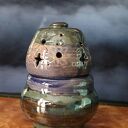 Ceramiczna świeca z pokrywką - ręcznie robiona, unikatowa, z nastrojowym światłem