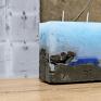 niebieskie dekoracje świece ręcznie robione betonowe świeczniki prezent sypialnia