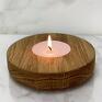 świecznik z drewna minimalistyczny dębowy na duży na tealighty