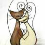 pomysł na prezenty święta Świecznik z brązowymi kotami - prezent dekoracja witrazowa nastrojowa