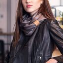 Duży wiskozowy szal z frędzlami Grafit Szarość