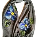 Szary szal damski zimowy z wełną merynosów - ciepły komin handmade