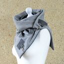 Wełniany szal w jodełkę - Szal unisex - Szary