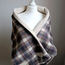 Szal, Komin, chusta - Krata - beżowy, brązowy i czarny