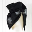 Ciepły szal wełniany- szal unisex, czarny szal, skóra i wełna