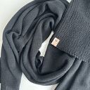 Damski szalik z wełny baby merino 100% Nitkowe Love, czarny 230x35 cm