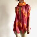 Lniany szal orange&red