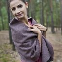 Szal, chusta, ponczo, komin różowo-szara wełna
