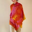 szal z wełny merino czerwony z żółtym