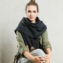 Duży Wełniany Szal Etola GRANATOWA KRATKA idelany prezent na święta