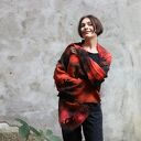 Szal bawełniany „Barwy jesieni 4” - muślin ręcznie malowany
