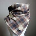 Szal, Komin, chusta - Krata - beżowy, brązowy i czarny