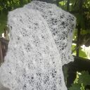 Biały szal z alpaką