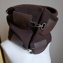 Szal wełniany ze skórą, Komin Unisex Brązowy