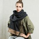 Duży Wełniany Szal Etola GRANATOWA KRATKA idelany prezent na święta