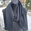 Damski szalik z wełny baby merino 100% Nitkowe Love, czarny 230x35 cm
