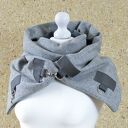 Wełniany szal w jodełkę - Szal unisex - Szary