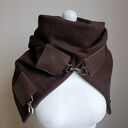 Szal wełniany ze skórą, Komin Unisex Brązowy