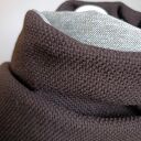 Szal, Chusta, ponczo, komin brązowy ze skórą - wełna