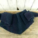 Szalik, trójkątna wąska chusta, cieniowana: granat, fiolet i zieleń