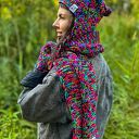 MERINO 34% “Czarne kolorki szalik”