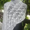 Biały szal z alpaką