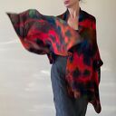 szal z wełny merino z czerwienią