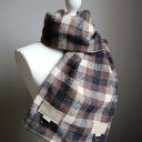 Szal, Komin, chusta - Krata - beżowy, brązowy i czarny