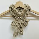 Wąski ażurowy szalik naszyjnik ozdoba na szyję beż