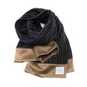 Duży Wełniany Szal Etola GRANATOWA KRATKA idelany prezent na święta