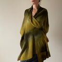 szal z wełny merino khaki&musztarda
