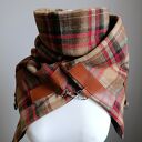 Szal, Komin, chusta - Krata - brązowy i czerwony