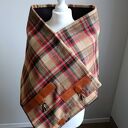 Szal, Komin, chusta - Krata - brązowy i czerwony