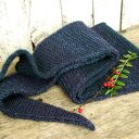 Szalik, trójkątna wąska chusta, cieniowana: granat, fiolet i zieleń