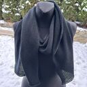 Damski szalik z wełny baby merino 100% Nitkowe Love, czarny 230x35 cm