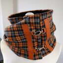 Szal wełniany pomarańczowy w kratkę - unikatowy