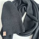 Damski szalik z wełny baby merino 100% Nitkowe Love, czarny 230x35 cm
