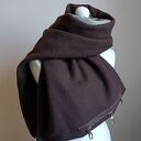 Szal, Chusta, ponczo, komin brązowy ze skórą - wełna