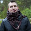 Szal wełniany ze skórą - szalik męski, elegancki szalik, czerwony prążek