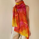 szal z wełny merino czerwony z żółtym