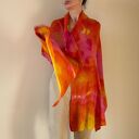 szal z wełny merino czerwony z żółtym